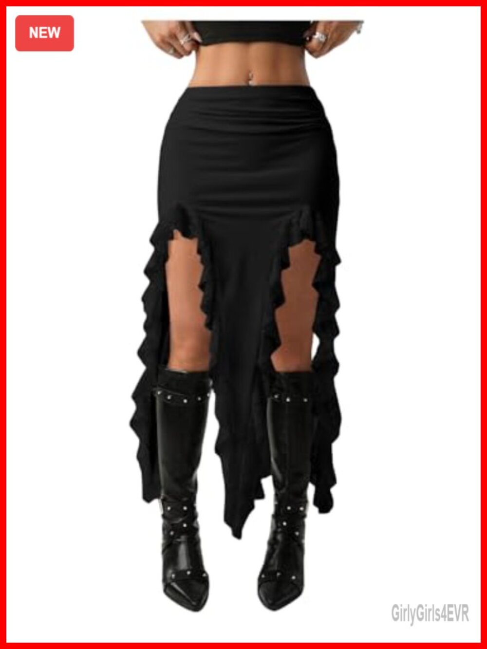 Asymmetrical Lace Trim Skirt with Slit Western Flowy Festival